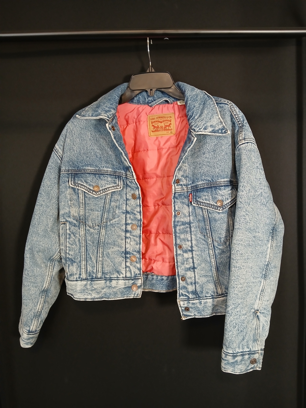 Vintage Levi's Quilted-Lined Acid Wash Denim Jacket - Pink Lining